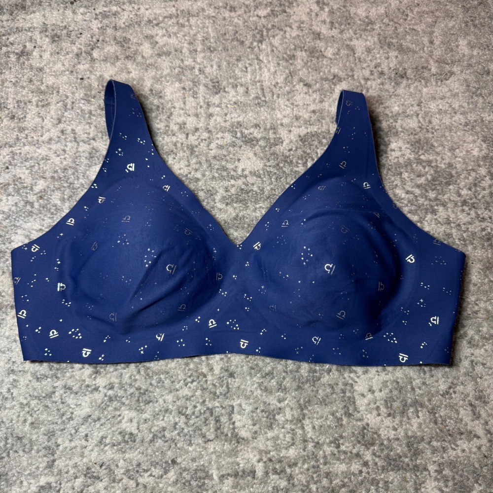 Knix WingWoman Wireless Bra XL Navy Blue Silver Libra Zodiac Constellation Print